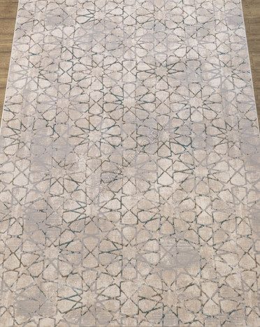 Ковер турецкий KA39B Rich (Полиэстер хит-сет, бежевый, синий)