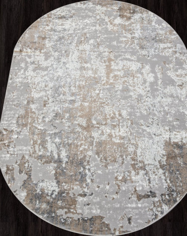 Ковер турецкий 00746B PARADIZE (Полиэстер, бежевый, серый) овальный