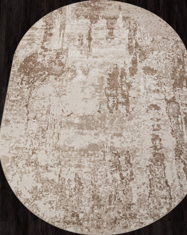 Ковер турецкий M027A SIESTA (PP Heatset Высокоплотный, бежевый) овальный